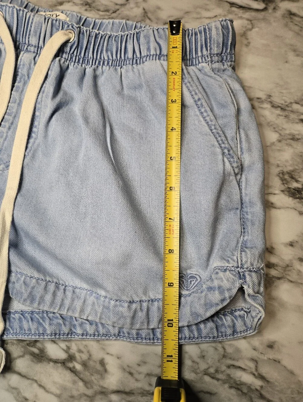 Roxy Light Blue Elastic Waist Drawstring Shorts